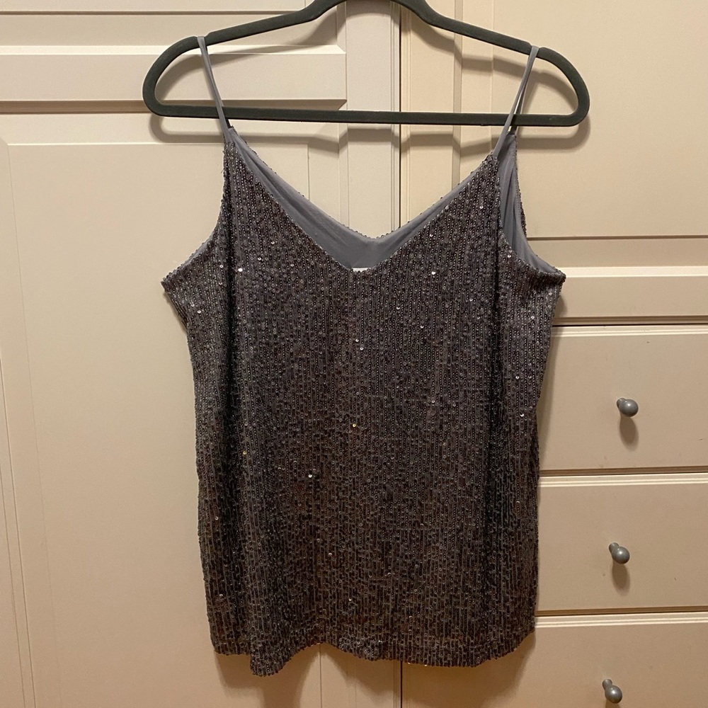 Calvin Klein silver sequin top size S